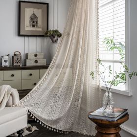 Translucent American Country Hollow Crochet Curtain (Option: Rice broom hook-150x240cm)