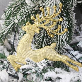 Christmas Decorations 681013cm Electroplated Hemp Dot Christmas Elk Christmas Tree Pendant Gold And Silver Red R'deer (Option: Gold-10cm 7G)